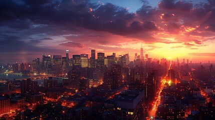 Obraz premium Lively Metropolis Lights, generative ai