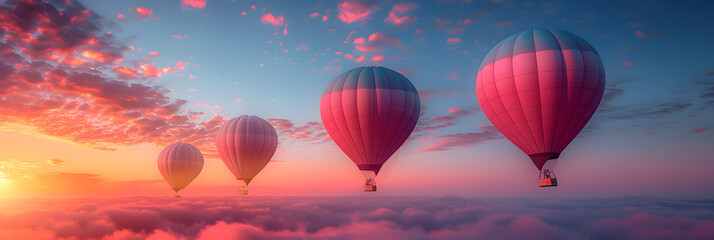 Obraz premium Serene Hot Air Balloon Ride at Sunset