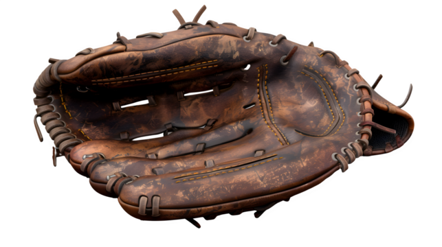 Baseball Glove with Leather Palm Mockup : Isolated on White, Transparent Background, PNG File, Hand Edited Generative AI