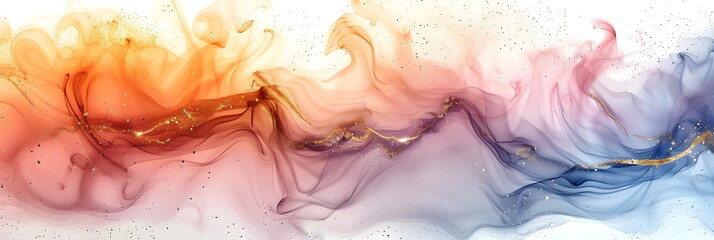 Abstract background with liquid art texture. The effect of mixing yellow, orange and pink paint. Liquid acrylic, alcohol ink waves and stains. Mixed paints for an interior poster, dynamic, tape, veil,