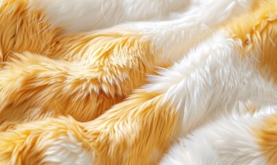 close-up background photo featuring lustrous golden and white fur - obrazy, fototapety, plakaty