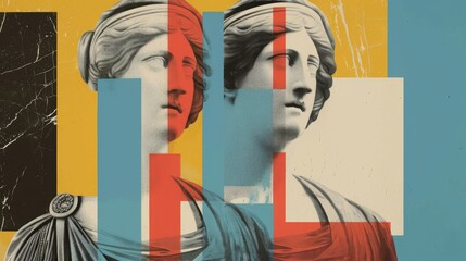 Contemporary Classical: Venus De Milo Bust with Abstract Geometric Backdrop