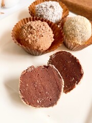 Handmade Chocolate Candies Truffles on White