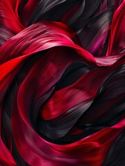 Dramatic Crimson and Ebony Sweeps Evoke Sense of Mystery and Intrigue
