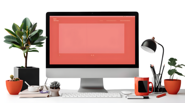 Company Website Homepage Layout : Isolated on White, Transparent Background, PNG File, Hand Edited Generative AI