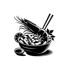 Graphic Fried Shrimp Silhouette: Simple and Effective - Fried Shrimp Illustration

