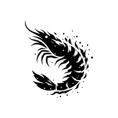 Silhouette of Mouthwatering Fried Shrimp - Minimallest Fried Shrimp Vector
