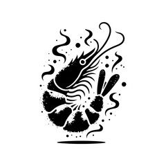 Fried Shrimp Silhouette Graphic: Simple and Effective - Minimallest Fried Shrimp Vector
