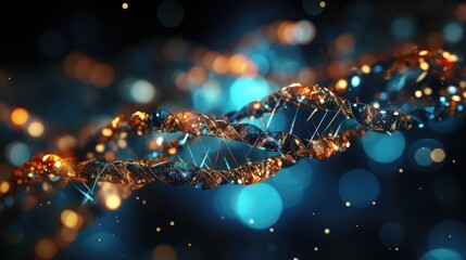 An illustration of DNA on a Dark Background with copy space