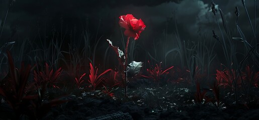 red flower into the dark place