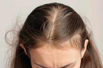 Fototapeta premium Woman getting hair combed out of her head in beauty salon for hair care treatment concept