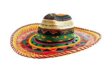 A traditional colorful mexican sombrero hat isolated on a white background