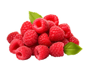 raspberries on white background