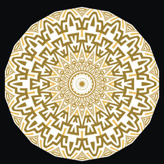 Tribal ethnic ornamental circle floral mandala pattern with zigzag lines, abstract flowers, greek key meanders. Beautiful round vector mandala pattern