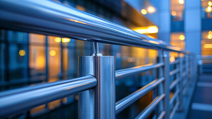 Stainless steel railing on building exterior