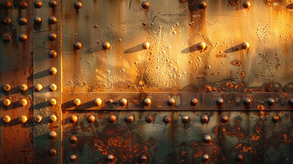 Steel rusty surface with rivets