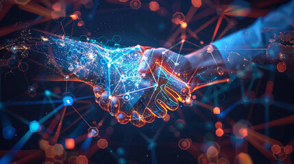 Global Agreements in the Digital Age: Businesspeople and Space Connections -..Interplanetary Alliances: Symbolic representation of global partnerships. - 790838165