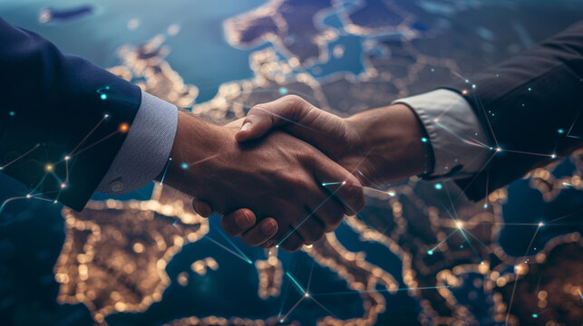 Business alliance in the digital age: Global connections through space technology. - Powered by Adobe