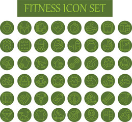 Fitness Icons Set vector design with editable strock and background easy to edit 
