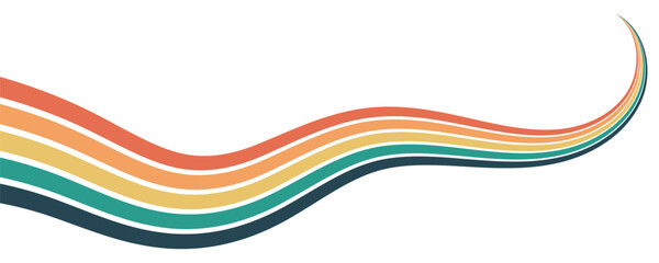 Abstract background of rainbow groovy Wavy Line design in 1970s Hippie Retro style. Vector pattern ready to use for cloth, textile, wrap and other.