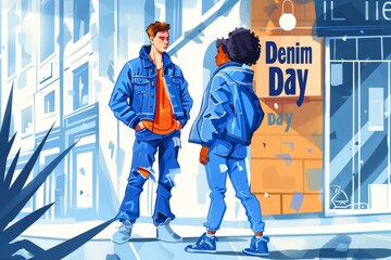 illustration with text to commemorate Denim day