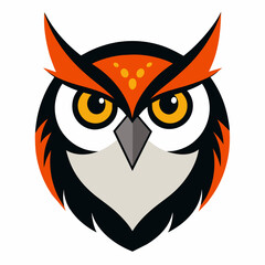 Owl Head vector illustration. Owl head Logo design concept isolated on a white background. colorful friendly Owl logotype Vector Illustration