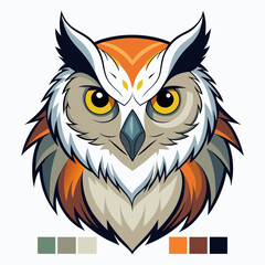 Owl Head vector illustration. Owl head Logo design concept isolated on a white background. colorful friendly Owl logotype Vector Illustration