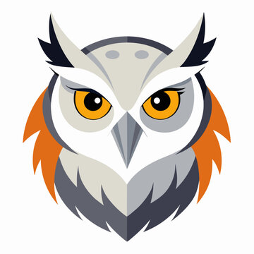 Owl Head vector illustration. Owl head Logo design concept isolated on a white background. colorful friendly Owl logotype Vector Illustration