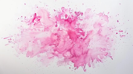 Pink watercolor splatter on a white backdrop - obrazy, fototapety, plakaty
