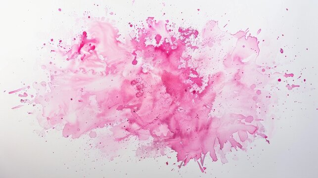 Pink watercolor splatter on a white backdrop