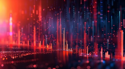 Fototapeta premium Digital financial chart with upward trend, fintech background