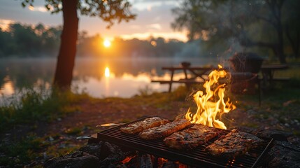 Nature's Breakfast: Early Morning Cooking, generative ai