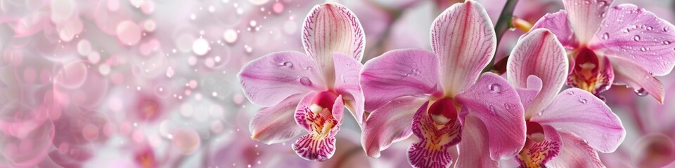 Cymbidium Orchids - A Fresh and Beautiful Tropical Flower, Perfect for Decoration and Perfume Luxury - obrazy, fototapety, plakaty