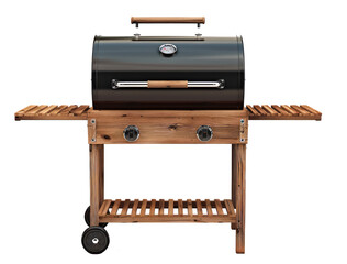 front view closeup of outdoor empty barbeque grill stove isolated
