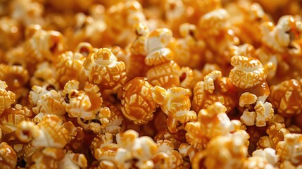 Delicious Caramel Corn - Closeup of Festive Candy and Popcorn Confection, Perfect Junk Food Snack