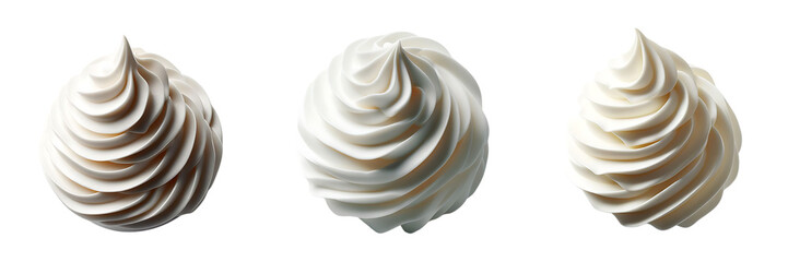 set of whipped cream isolated on a white or transparent background