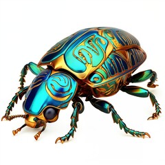Illustration of a Scarab Beetle on a White Background