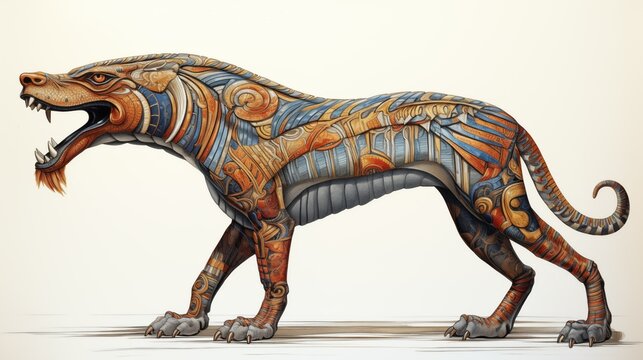 Illustration of Ammit on a White Background