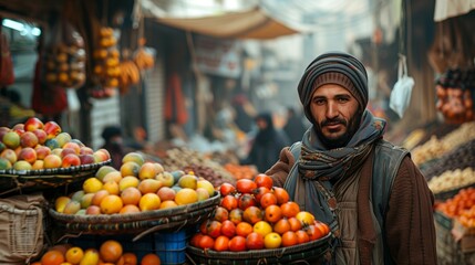 Energy and Hustle: Husband in Street Market, generative ai
