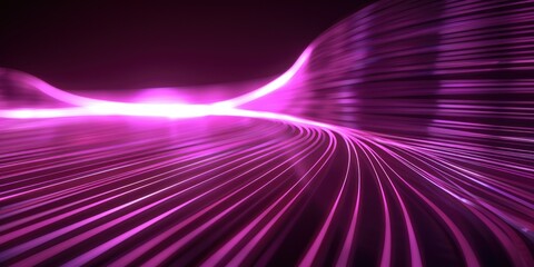 Fototapeta premium Futuristic Converging Lines Render with Neon Pink and Purple Rays. Laser Light Stripes in a Futuristic Concept