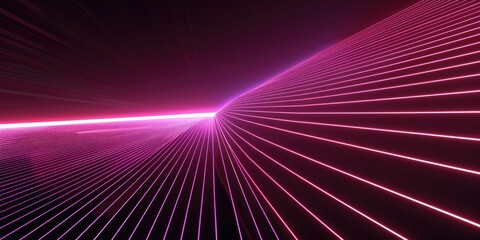 Fototapeta na wymiar Futuristic Pink Purple Converging Lines with Neon Rays. Abstract Render with Laser-Like Stripes 