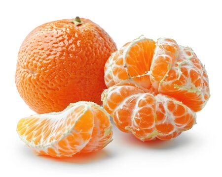 Freshly Isolated Tangelo Citrus Fruit - Delicious Clementine-Mandarin Hybrid with Clipping Path on White Background