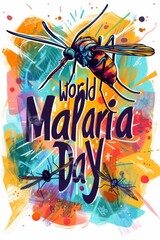 illustration with text to commemorate World Malaria Day - obrazy, fototapety, plakaty