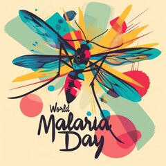 illustration with text to commemorate World Malaria Day - obrazy, fototapety, plakaty