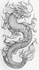 Fantasy elements: A mythical sea serpent, with scales and fins