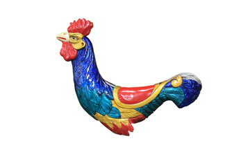 Vintage fairground carnival ride, rooster cockerel farmyard  figure on transparent, isolated ,...