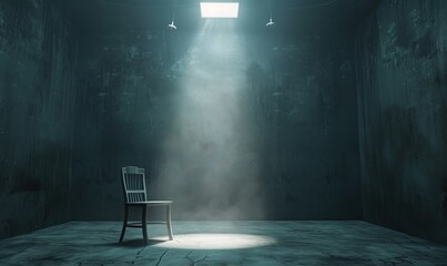 Interrogation room with small light overhead. Dark Interrogation theme