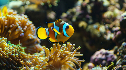 Fototapeta na wymiar Clown coris and coral reef in Red sea