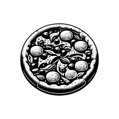 Pizza Silhouette: Classic Italian Dish in Shadow - Minimallest Pizza Vector
