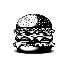 Silhouette of a Juicy Hamburger: Ideal for Designs - Hamburger Illustration

